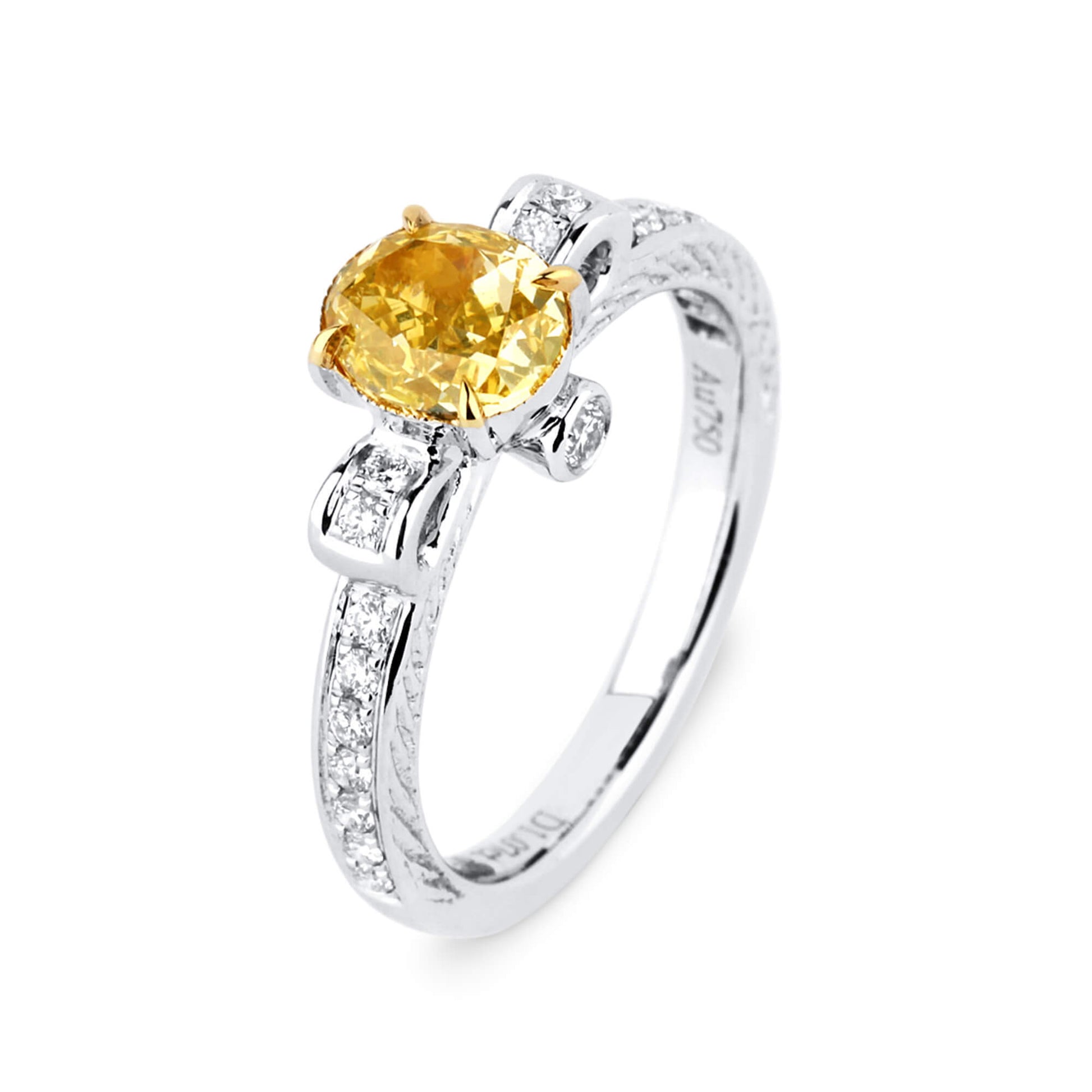 Fancy Intense Yellow Diamond Ring, 1.31 Ct. TW, Oval shape, GIA Certified
