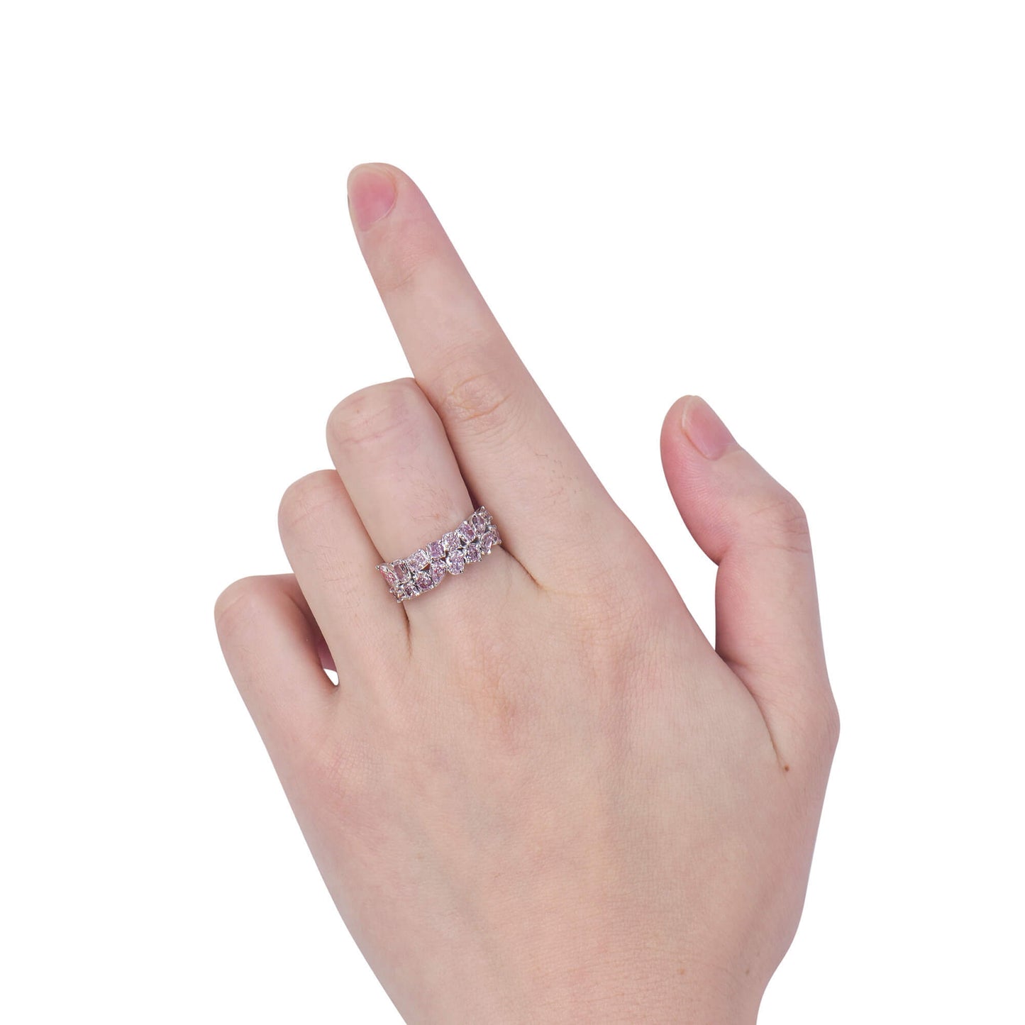 淡彩粉 钻石戒指，总重2.17克拉，混合形状