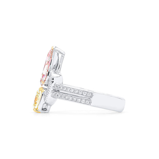 淡彩 带粉色 棕钻戒指，总重2.53克拉，混合形状，GIA认证