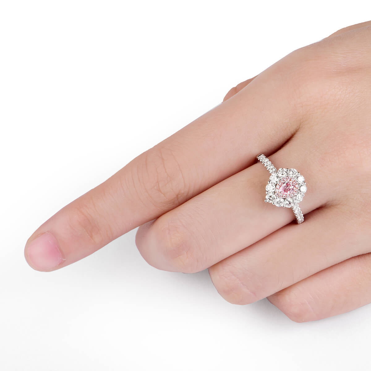 Fancy Pink Diamond Ring, 0.93 Ct. TW, Pear shape, GIA Certified