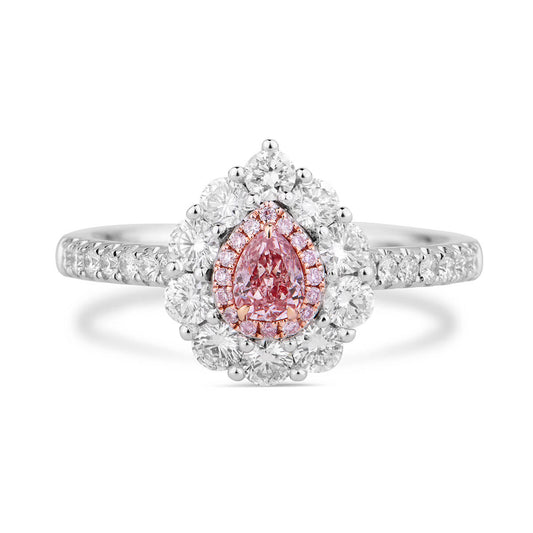 中彩粉 钻石戒指，总重0.93克拉，水滴形，GIA认证