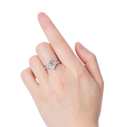 中彩 紫粉钻石戒指，总重0.68克拉，椭圆形，GIA认证