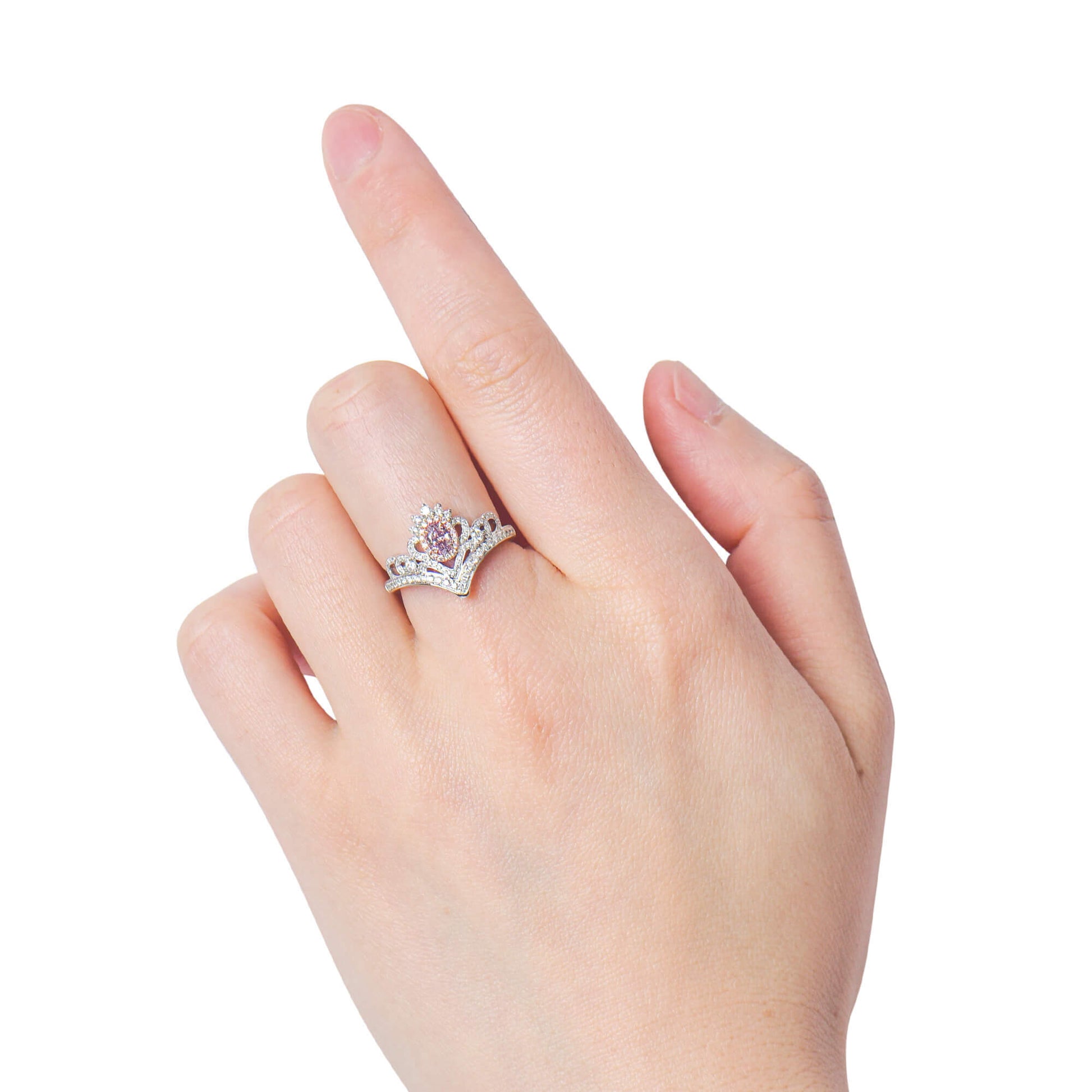 Natural Fancy Purple Pink Diamond Halo Ring, 18K White & Rose Gold, Oval Shape, 0.68 Ct. TW