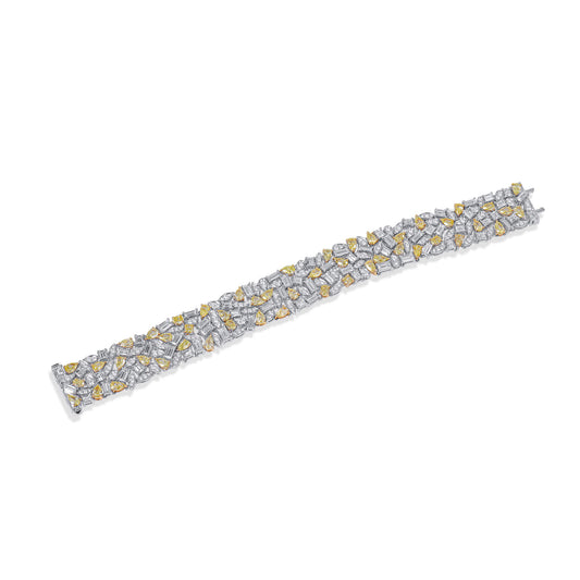 Natural Fancy Yellow Diamond Bracelet, 18K White & Yellow Gold, 18.64 Ct. TW