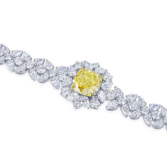 中彩黄 钻石手链，总重23.14克拉，枕形，GIA认证