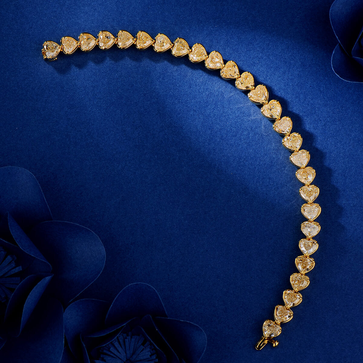 Fancy Yellow Diamond Tennis Bracelet, 26.97 Ct. TW, Heart shape