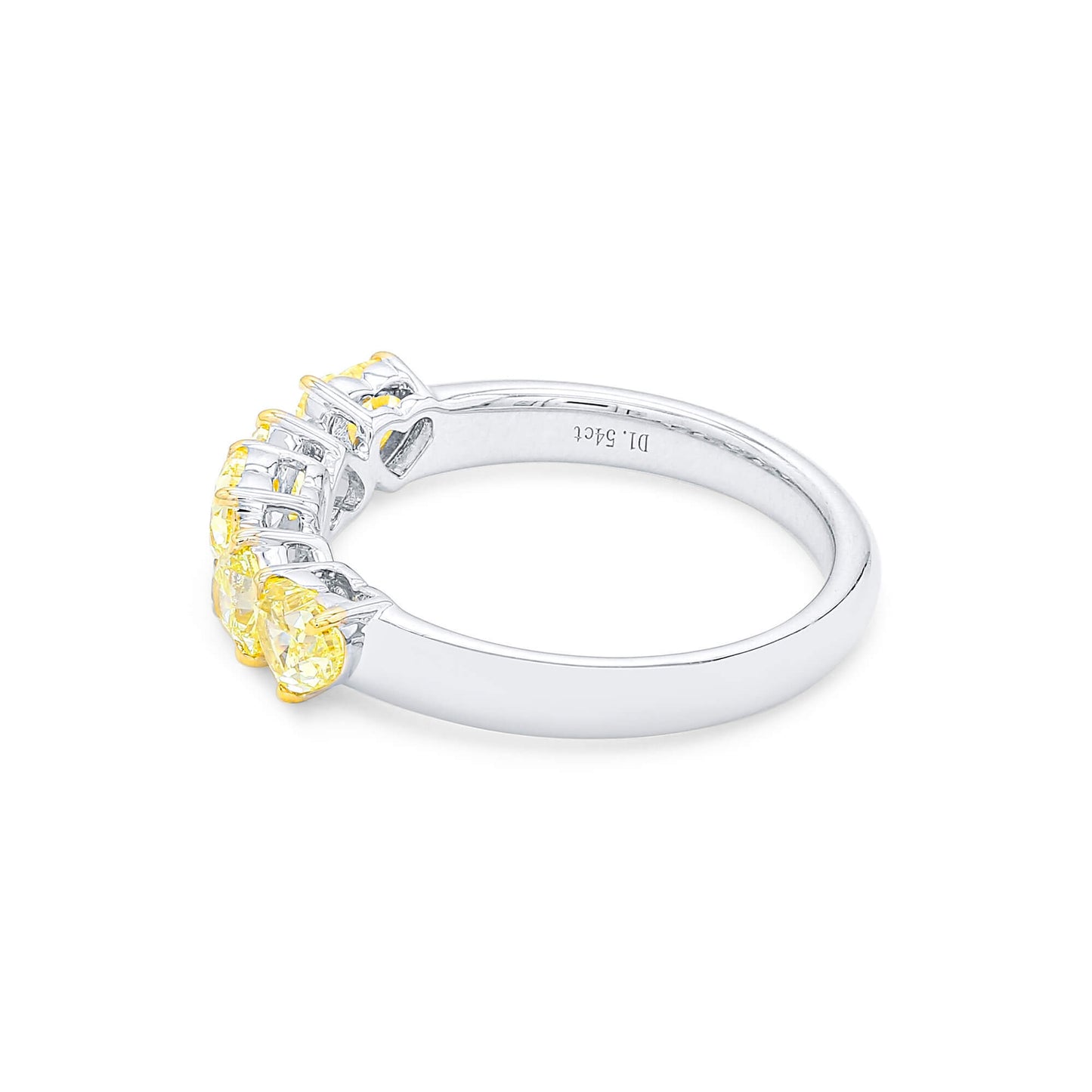 Natural Fancy Yellow Diamond Full Eternity Ring, 18K White Gold, Heart Shape, 1.54 Ct. TW
