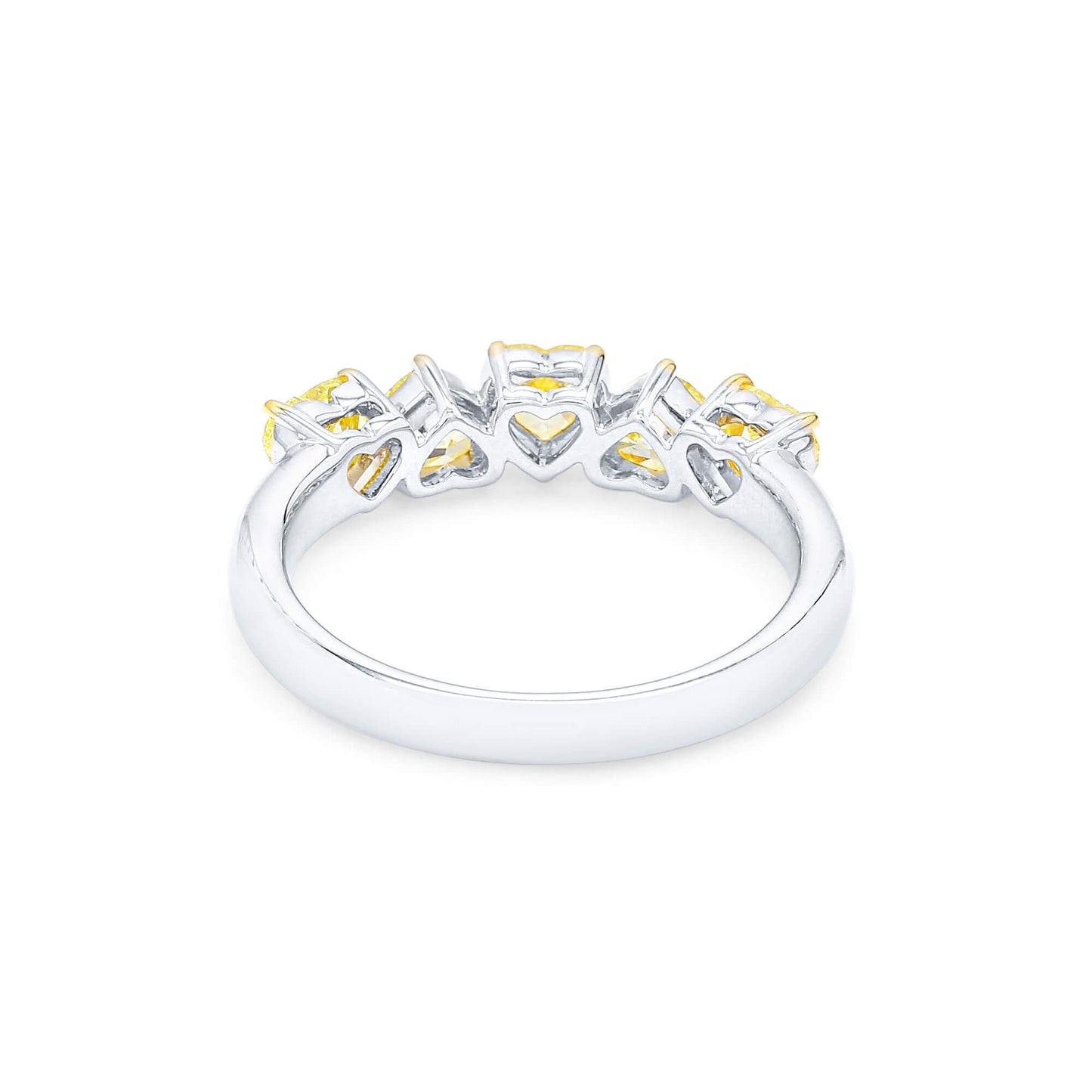 Natural Fancy Yellow Diamond Full Eternity Ring, 18K White Gold, Heart Shape, 1.54 Ct. TW