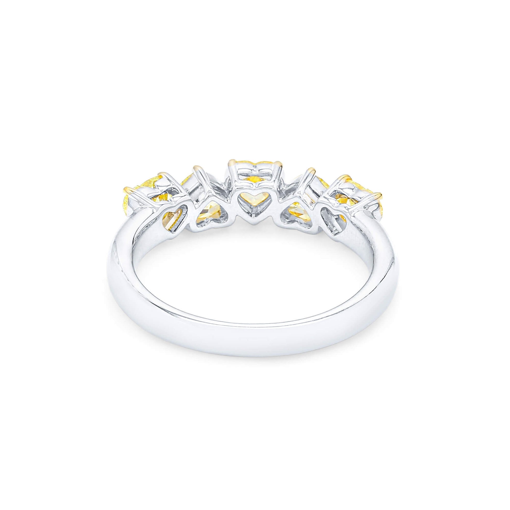 Natural Fancy Yellow Diamond Full Eternity Ring, 18K White Gold, Heart Shape, 1.54 Ct. TW