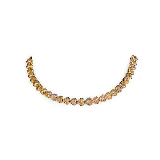 中彩黄 钻石网球手链，总重26.97克拉，心形