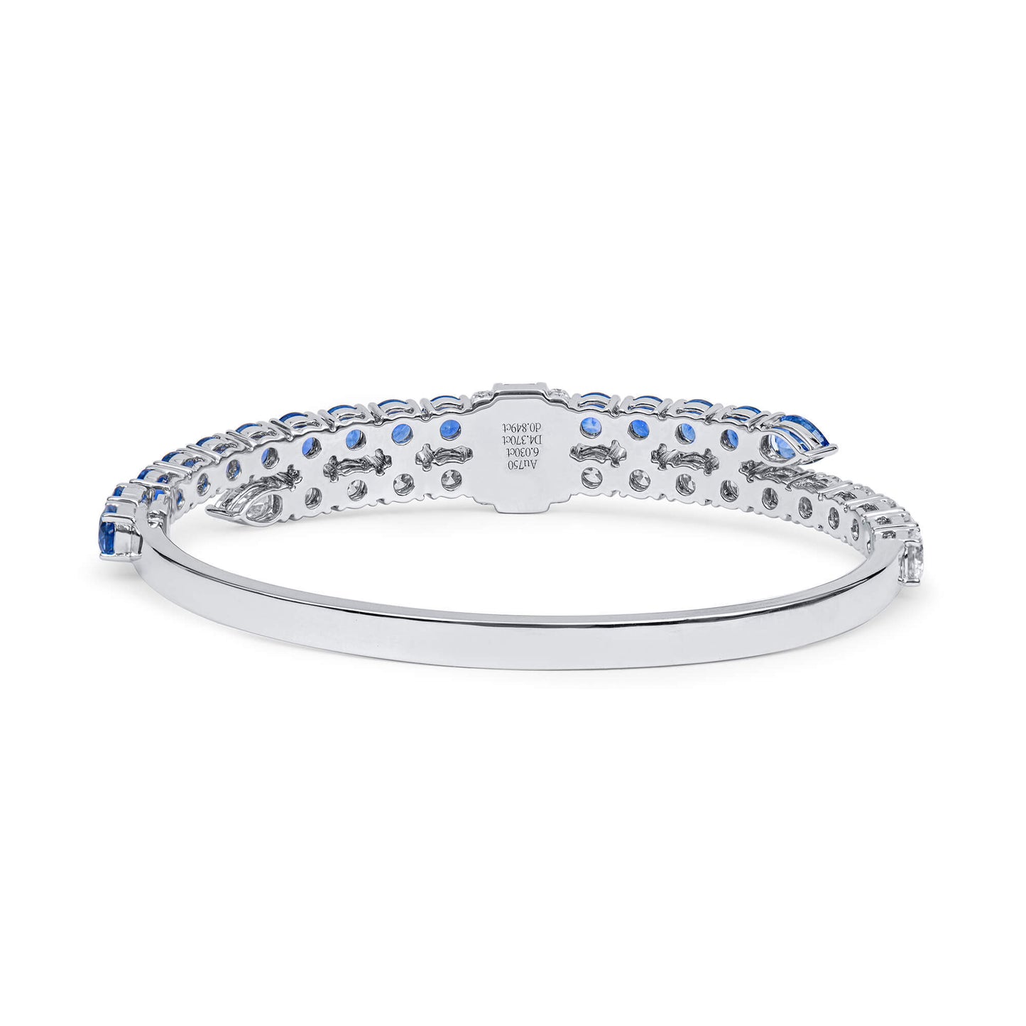 Natural Diamond and Vivid Blue Sapphire Bangle, 18K White Gold, 11.25 Ct. TW