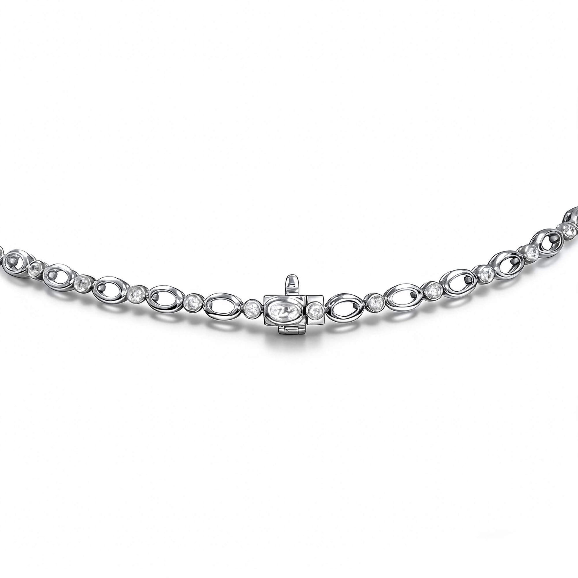 Natural Greenish Blue Paraiba Necklace, 18K White Gold, Oval Shape, 23.96 Ct. TW