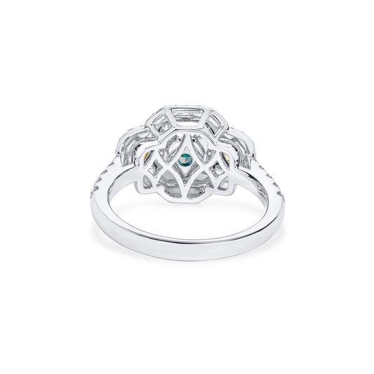 Fancy Grayish Yellowish Green Diamond Ring, 2.98 Ct. TW, Radiant shape, GIA Certified