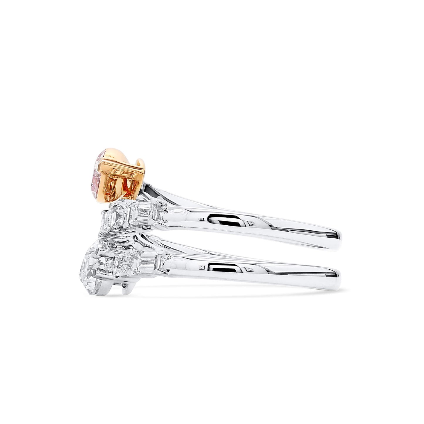 Natural Light Pink Diamond Ring, 18K White & Rose Gold, Pear Shape, 1.42 Ct. TW