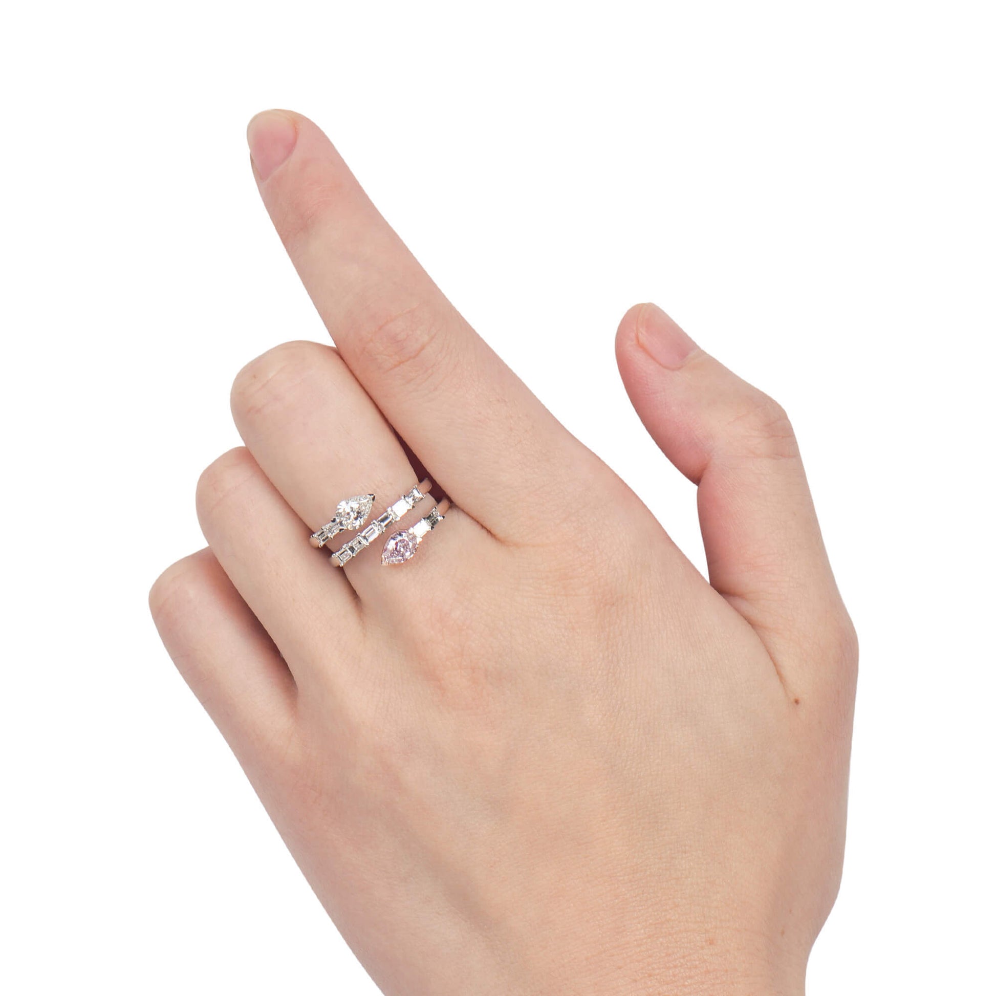 Natural Light Pink Diamond Ring, 18K White & Rose Gold, Pear Shape, 1.42 Ct. TW