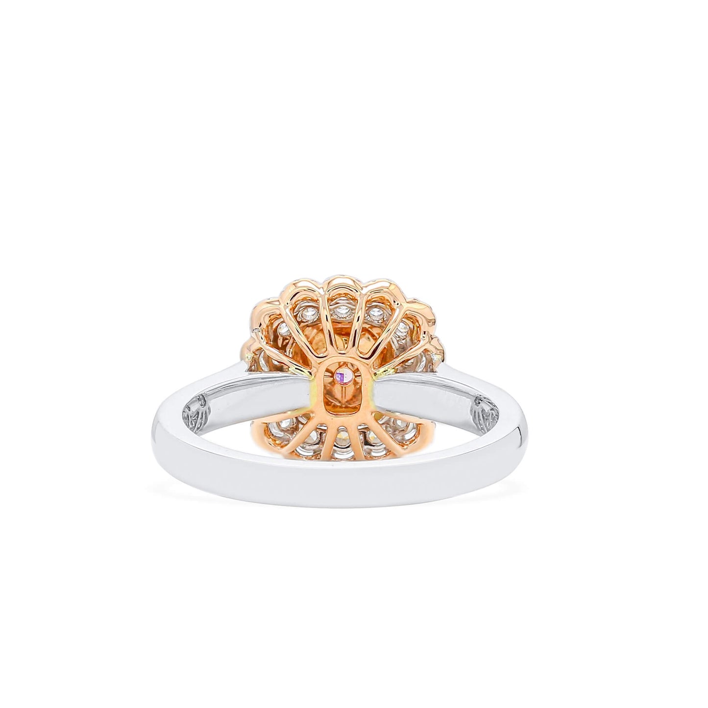Natural Light Pink Diamond Halo Ring, 18K White & Rose Gold, Cushion Shape, 0.97 Ct. TW