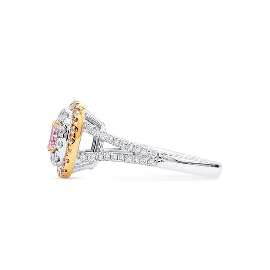 淡粉 钻石戒指，总重1.07 克拉，枕形，GIA认证