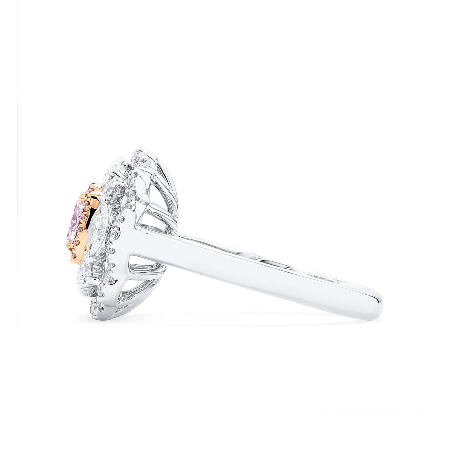 淡粉色 钻石戒指，总重1.33克拉，枕形，GIA认证