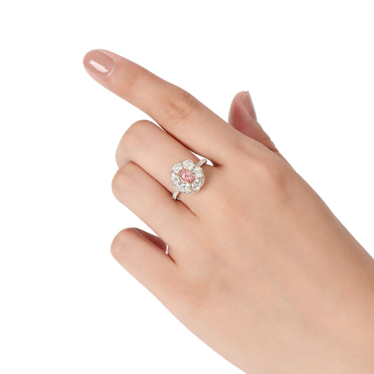 淡粉 钻石戒指，总重2.85克拉，椭圆形，GIA认证