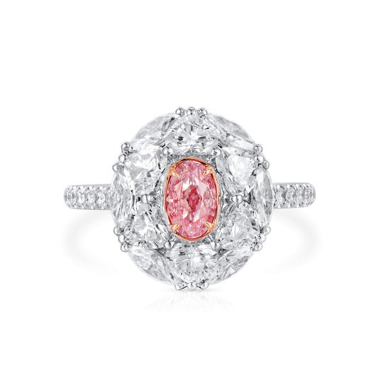 淡粉 钻石戒指，总重2.85克拉，椭圆形，GIA认证