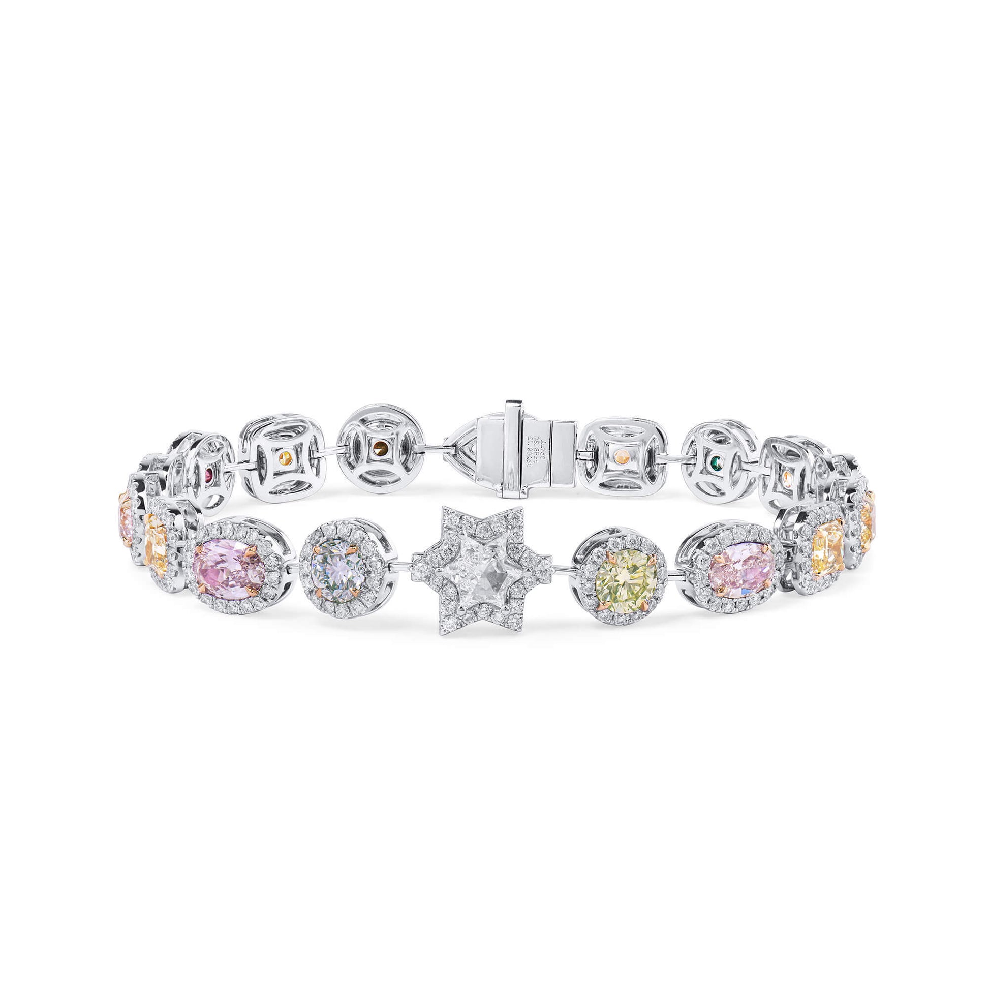 Natural Multicolor Diamond Bracelet, 10.75 Ct. TW, Mix shape, GIA Certified