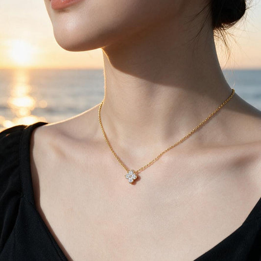 Natural 0.34 Ct. TW Diamond Clover Pendant in Yellow Gold, 14K Yellow Gold, 18K Yellow Gold
