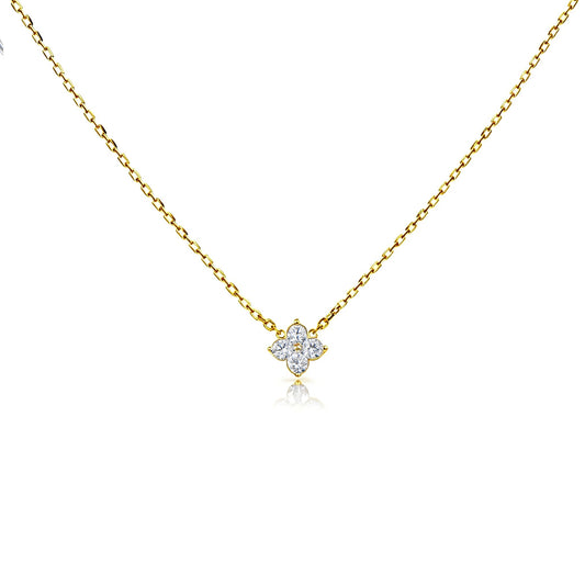 Natural 0.34 Ct. TW Diamond Clover Pendant in Yellow Gold, 14K Yellow Gold, 18K Yellow Gold