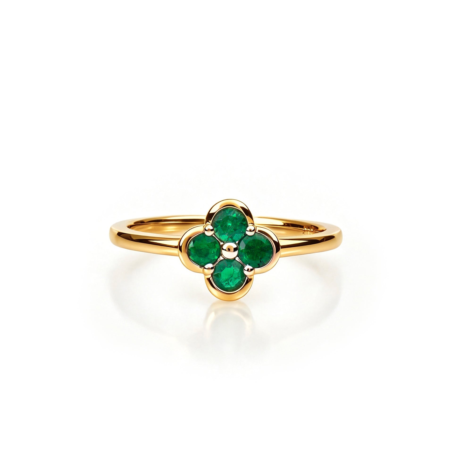 Natural 0.36 Ct. TW Emerald Clover Ring in Yellow Gold, 14K Yellow Gold, 18K Yellow Gold
