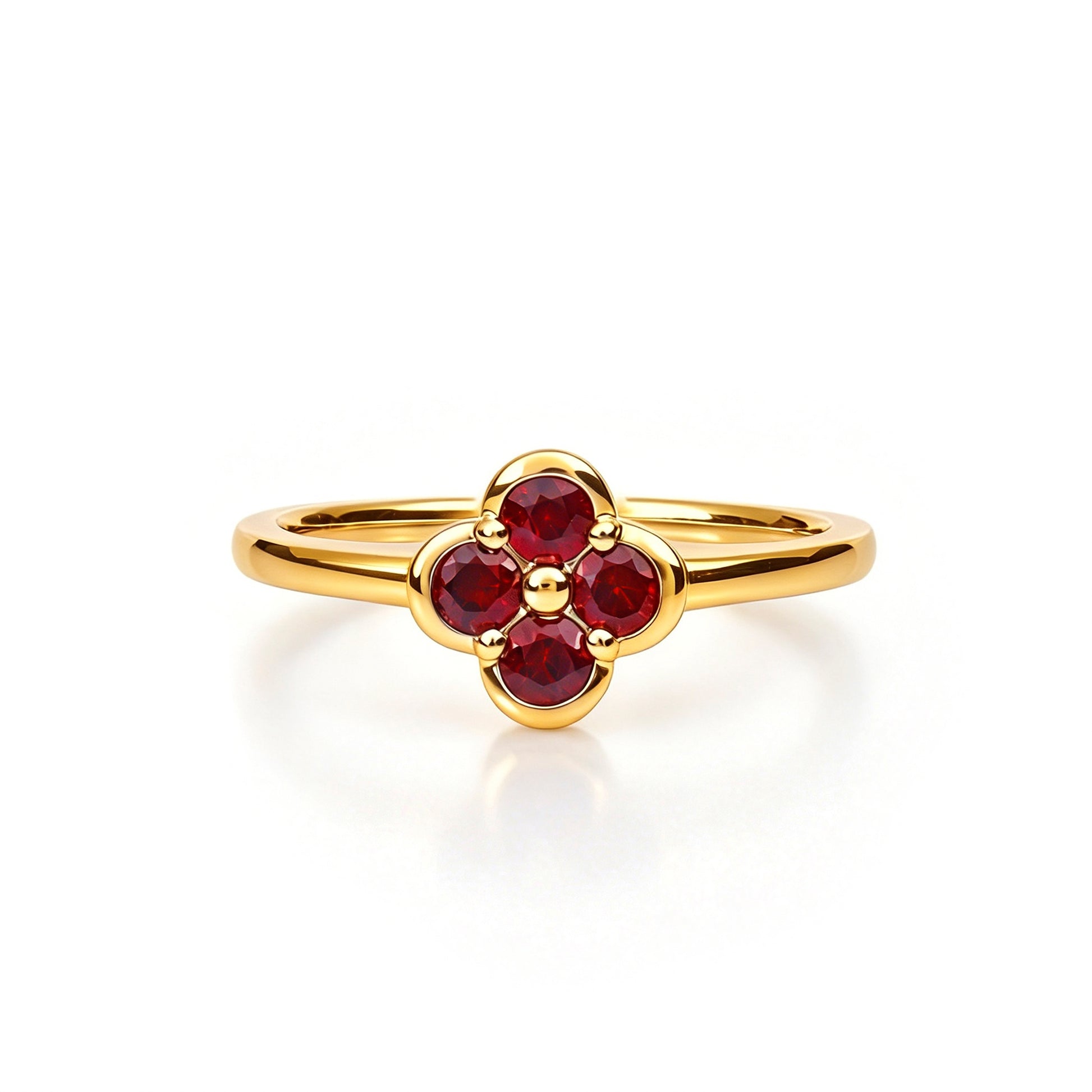 Natural 0.41 Ct. TW Ruby Clover Ring in Yellow Gold, 14K Yellow Gold, 18K Yellow Gold