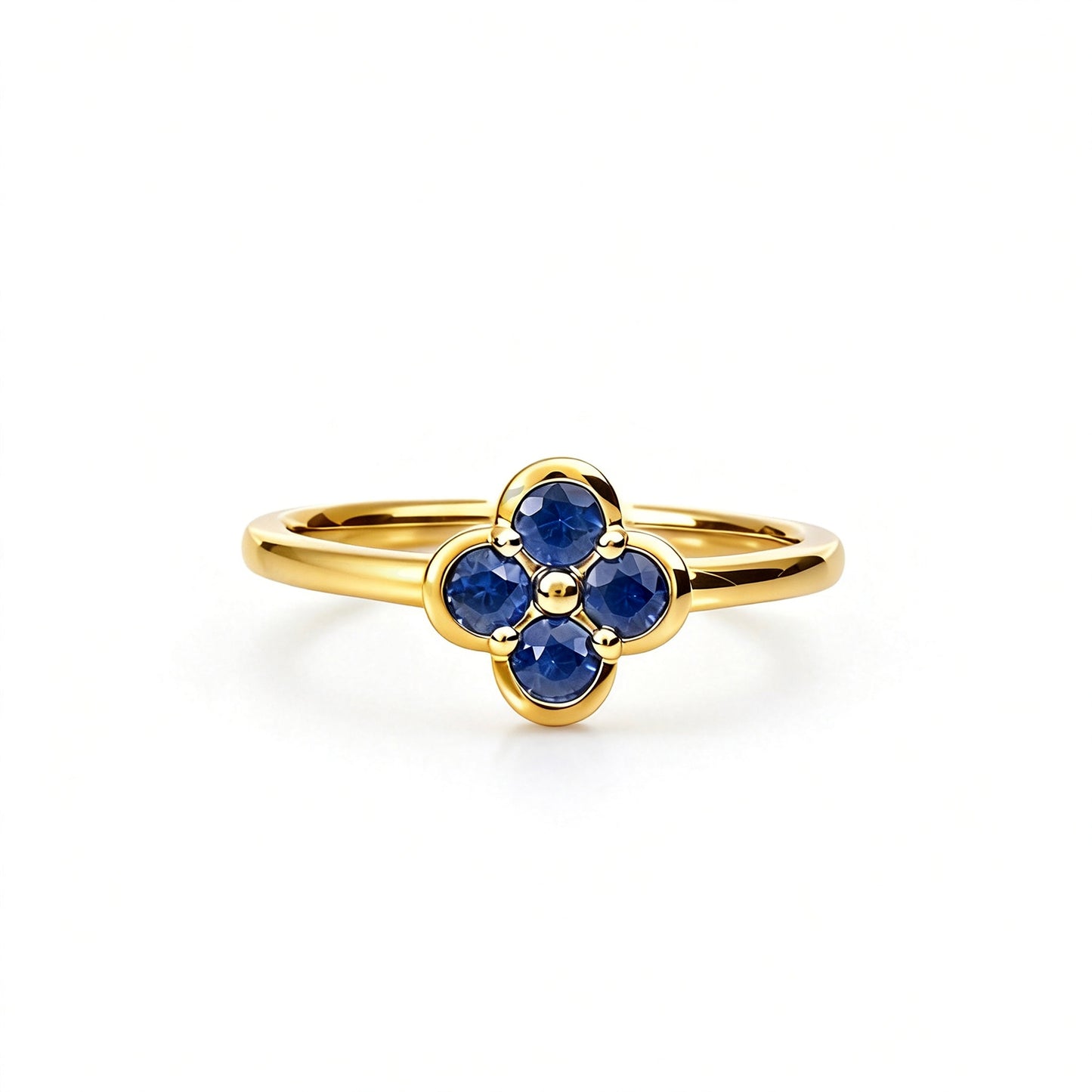 Natural 0.42 Ct. TW Sapphire Clover Ring in Yellow Gold, 14K Yellow Gold, 18K Yellow Gold
