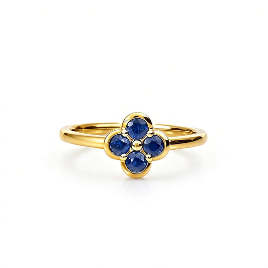Natural 0.42 Ct. TW Sapphire Clover Ring in Yellow Gold, 14K Yellow Gold, 18K Yellow Gold