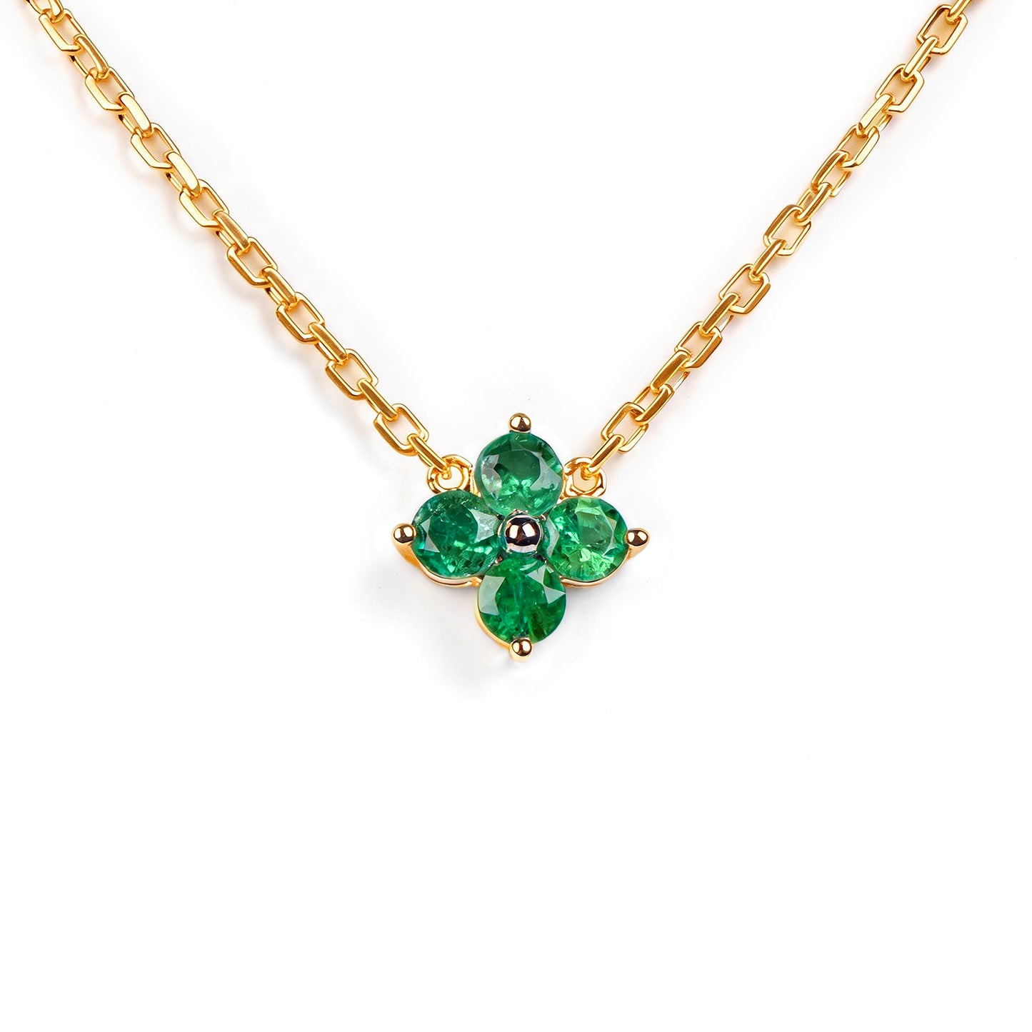 Natural 0.44 Ct. TW Emerald Clover Pendant in Yellow Gold, 14K Yellow Gold, 18K Yellow Gold