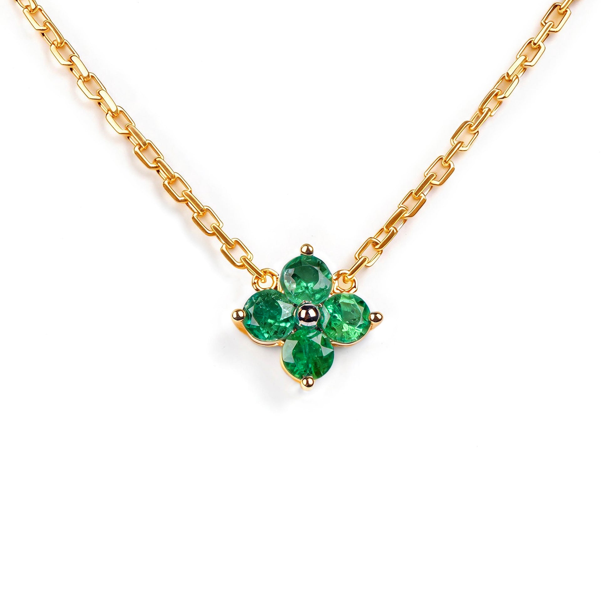 Natural 0.44 Ct. TW Emerald Clover Pendant in Yellow Gold, 14K Yellow Gold, 18K Yellow Gold