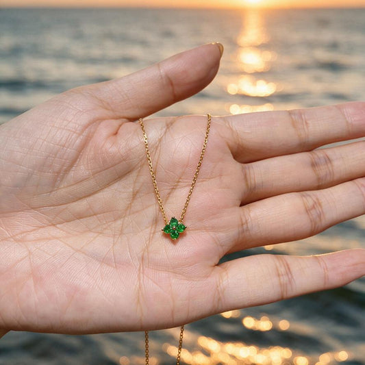 Natural 0.44 Ct. TW Emerald Clover Pendant in Yellow Gold, 14K Yellow Gold, 18K Yellow Gold