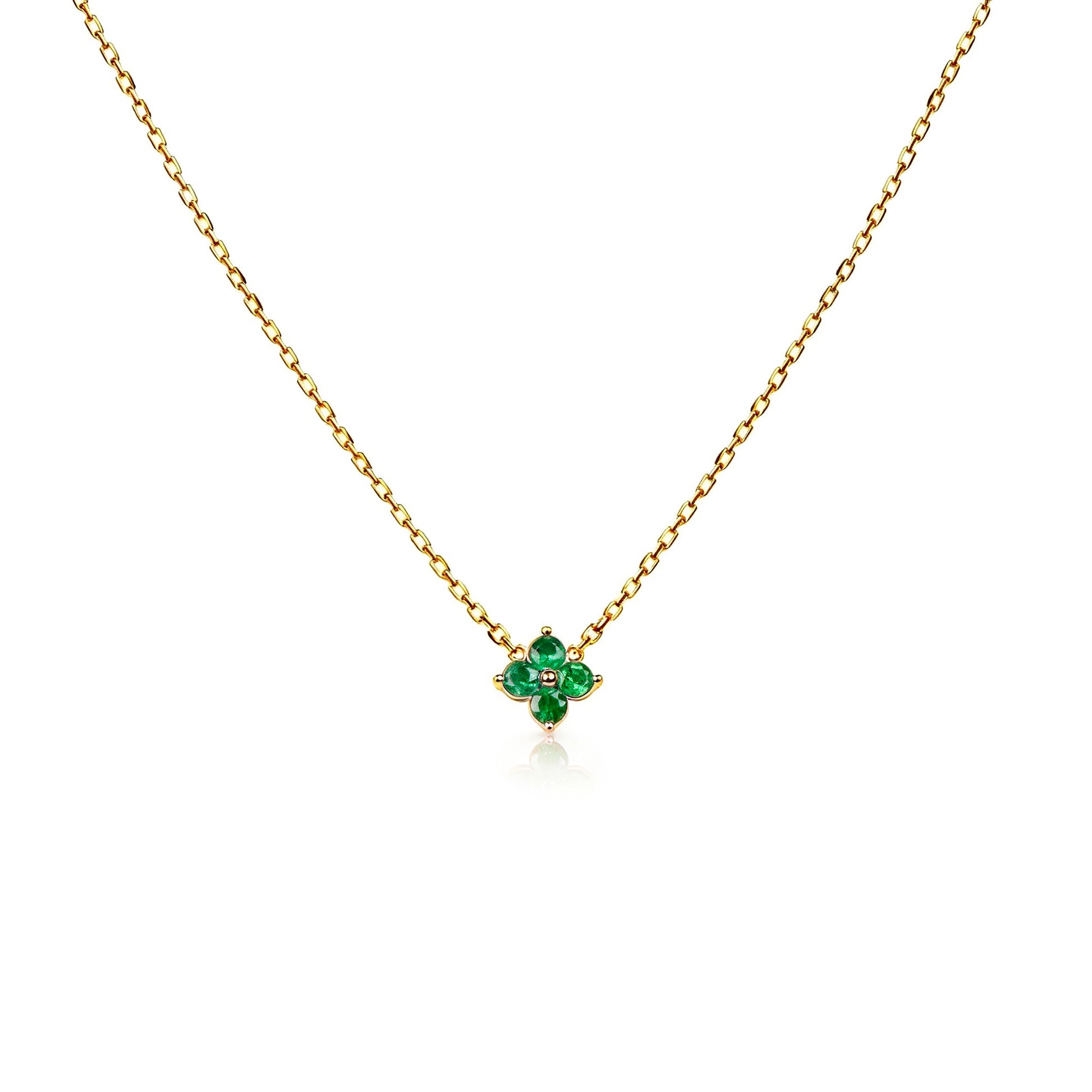 Natural 0.44 Ct. TW Emerald Clover Pendant in Yellow Gold, 14K Yellow Gold, 18K Yellow Gold