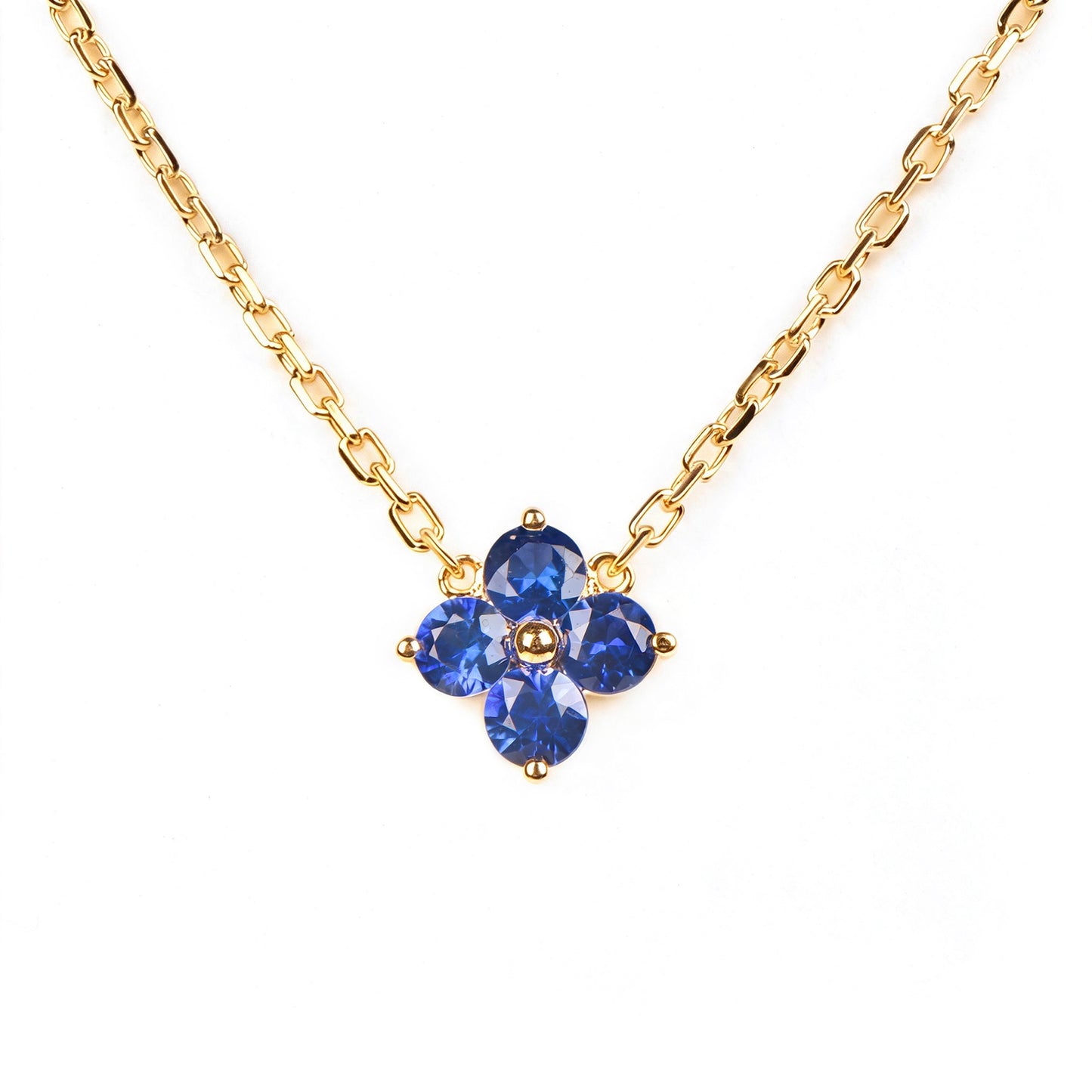 Natural 0.52 Ct. TW Sapphire Clover Pendant in Yellow Gold, 14K Yellow Gold, 18K Yellow Gold