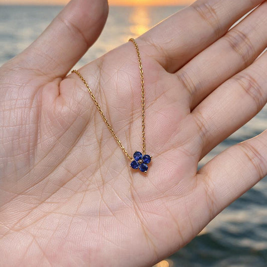 Natural 0.52 Ct. TW Sapphire Clover Pendant in Yellow Gold, 14K Yellow Gold, 18K Yellow Gold