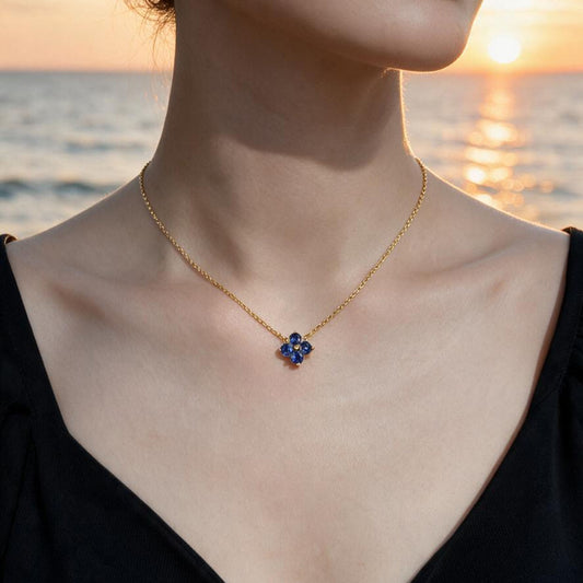 Natural 0.52 Ct. TW Sapphire Clover Pendant in Yellow Gold, 14K Yellow Gold, 18K Yellow Gold
