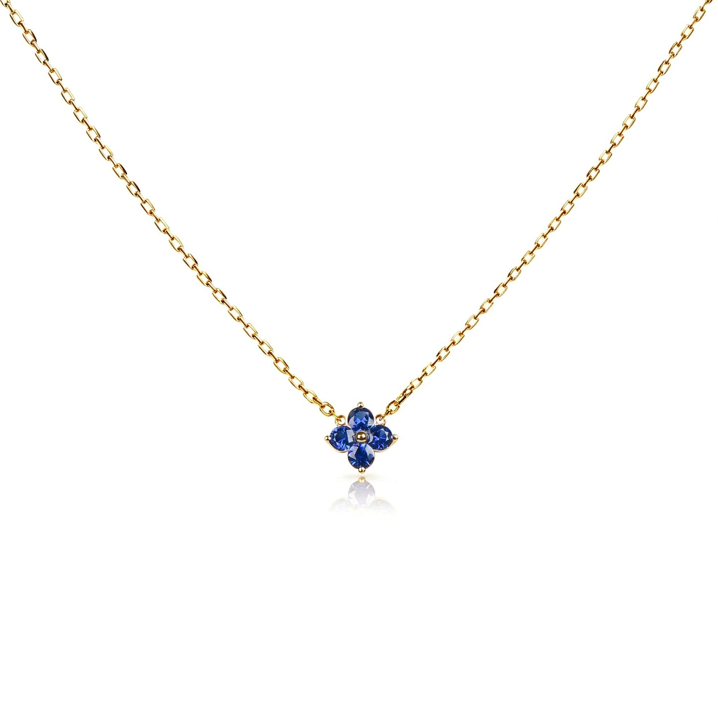 Natural 0.52 Ct. TW Sapphire Clover Pendant in Yellow Gold, 14K Yellow Gold, 18K Yellow Gold
