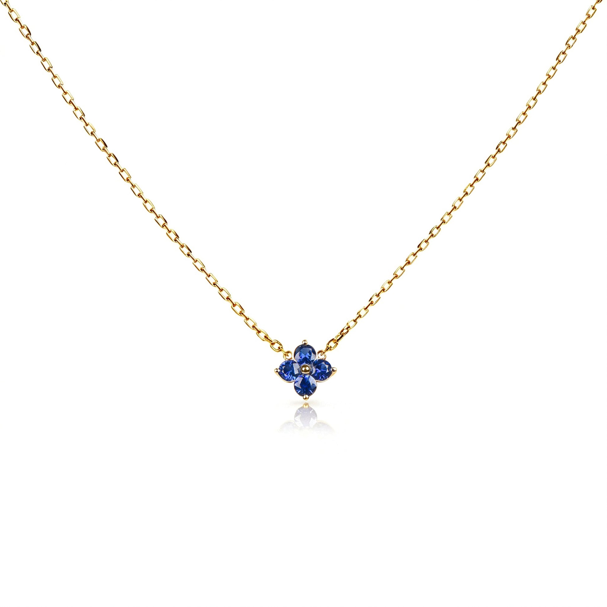 Natural 0.52 Ct. TW Sapphire Clover Pendant in Yellow Gold, 14K Yellow Gold, 18K Yellow Gold