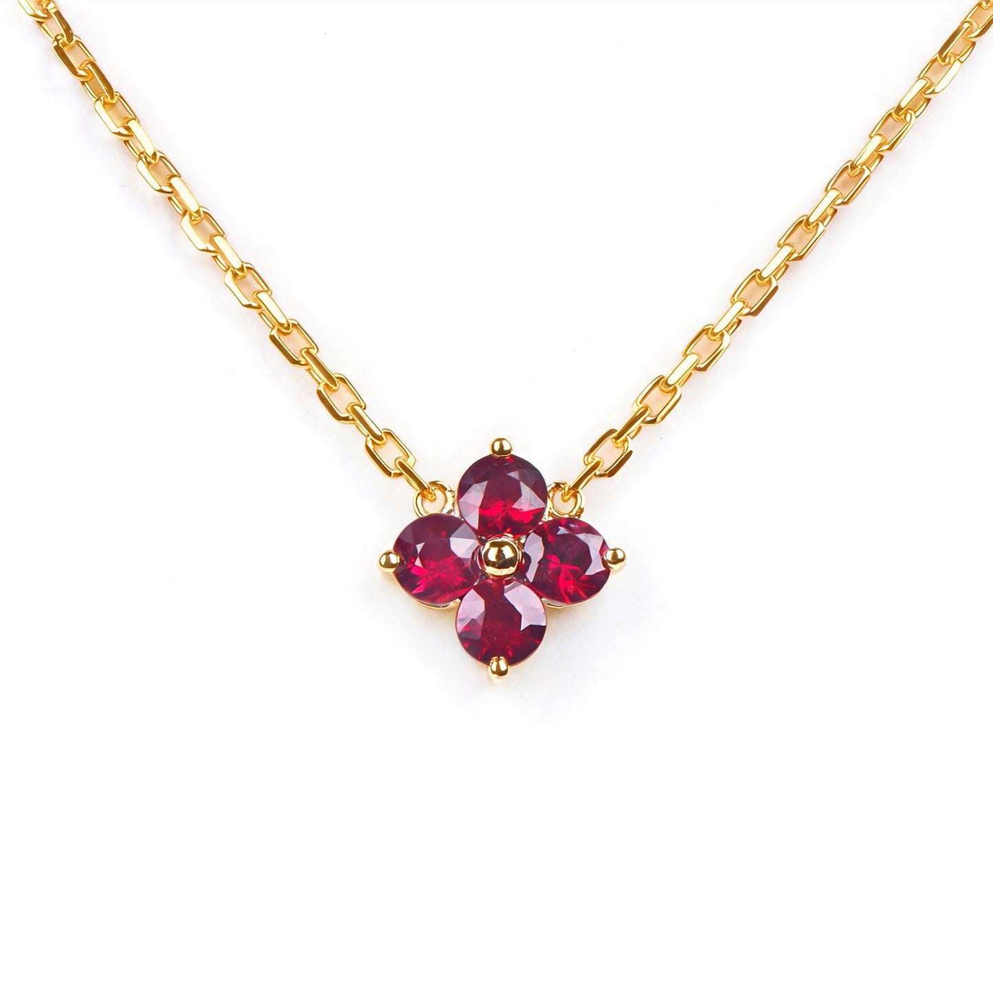 Natural 0.57 Ct. TW Ruby Clover Pendant in Yellow Gold, 14K Yellow Gold, 18K Yellow Gold