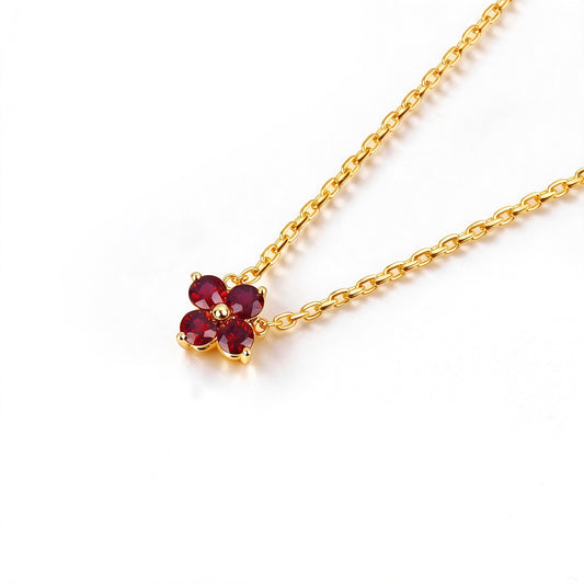 Natural 0.57 Ct. TW Ruby Clover Pendant in Yellow Gold, 14K Yellow Gold, 18K Yellow Gold