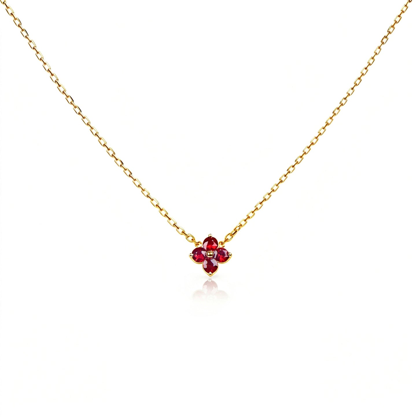 Natural 0.57 Ct. TW Ruby Clover Pendant in Yellow Gold, 14K Yellow Gold, 18K Yellow Gold