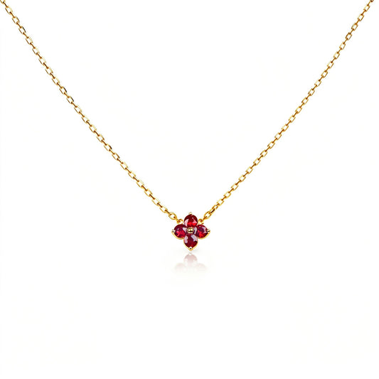 Natural 0.57 Ct. TW Ruby Clover Pendant in Yellow Gold, 14K Yellow Gold, 18K Yellow Gold