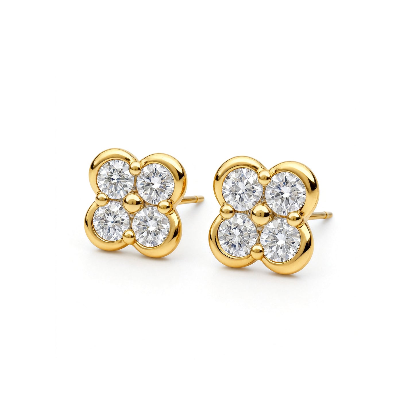 Natural 0.65 Ct. TW Diamond Clover Stud Earrings in Yellow Gold , 14K Yellow Gold, 18K Yellow Gold