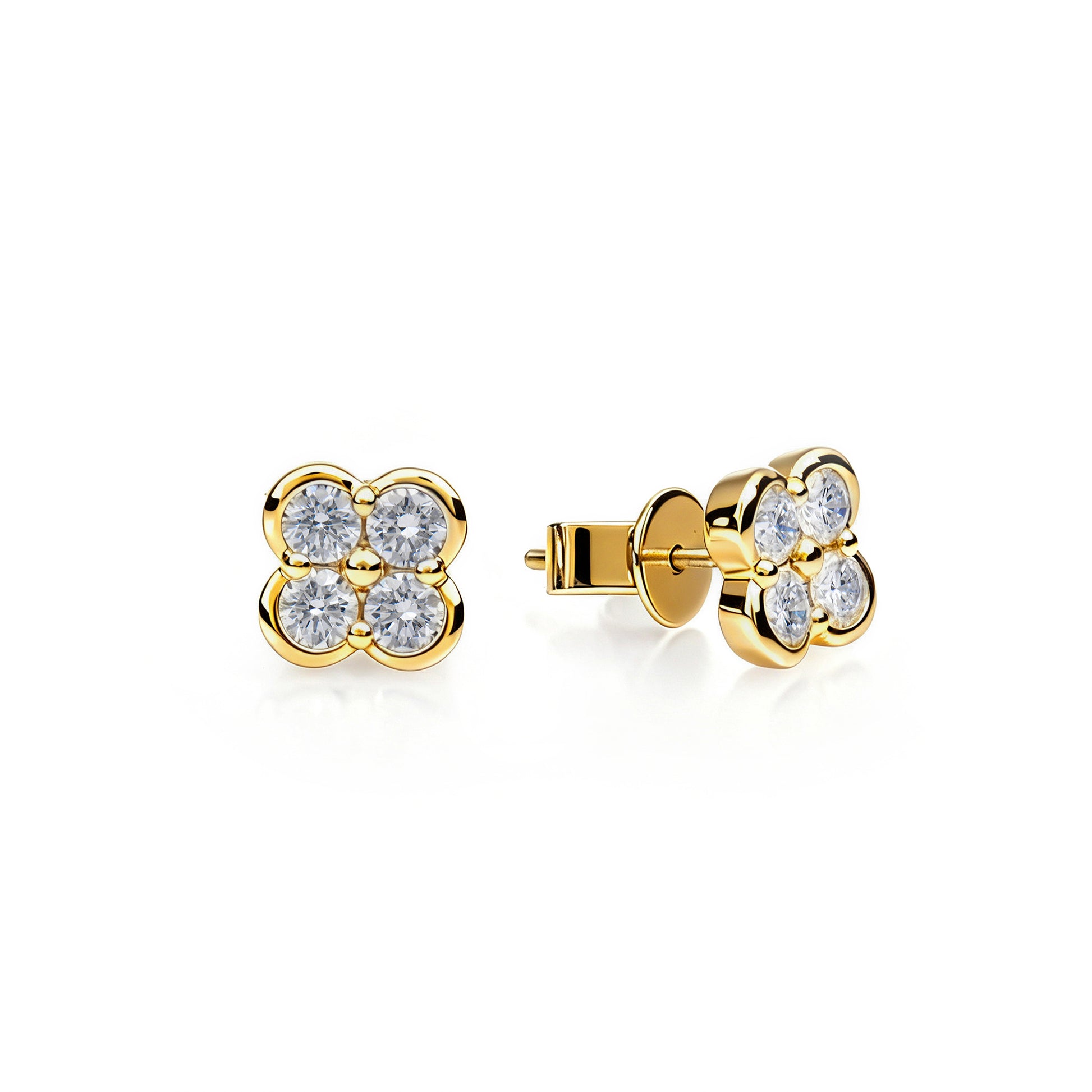 Natural 0.65 Ct. TW Diamond Clover Stud Earrings in Yellow Gold , 14K Yellow Gold, 18K Yellow Gold