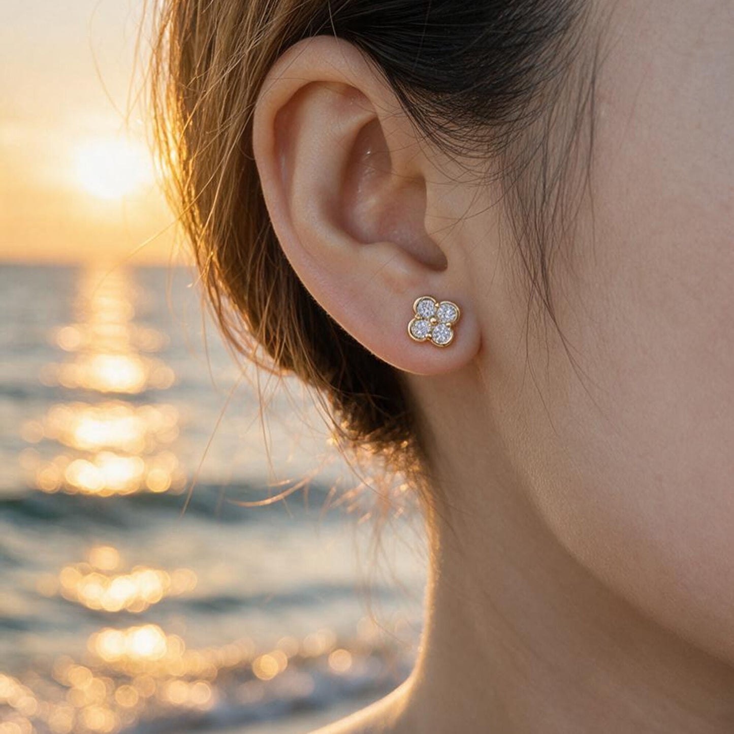 Natural 0.65 Ct. TW Diamond Clover Stud Earrings in Yellow Gold , 14K Yellow Gold, 18K Yellow Gold