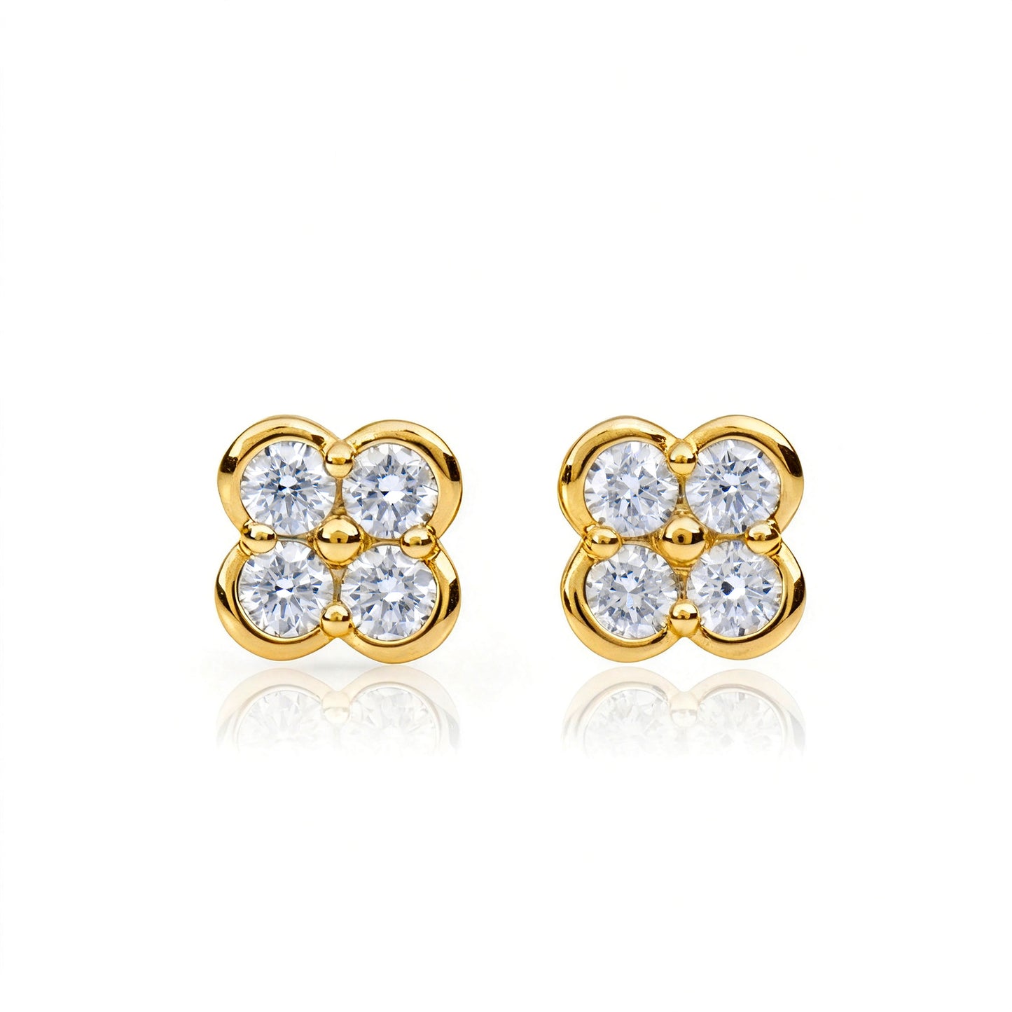Natural 0.65 Ct. TW Diamond Clover Stud Earrings in Yellow Gold , 14K Yellow Gold, 18K Yellow Gold