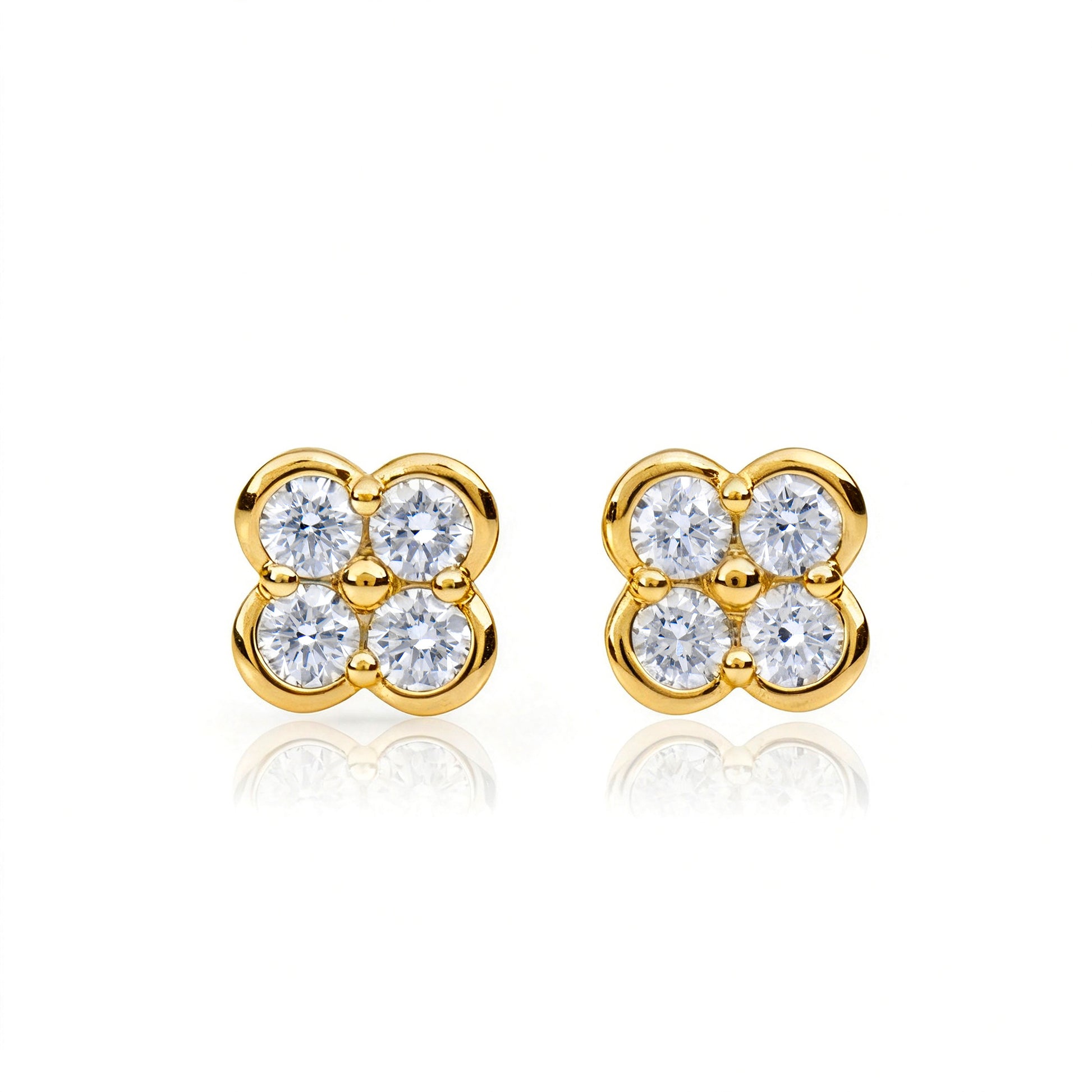 Natural 0.65 Ct. TW Diamond Clover Stud Earrings in Yellow Gold , 14K Yellow Gold, 18K Yellow Gold