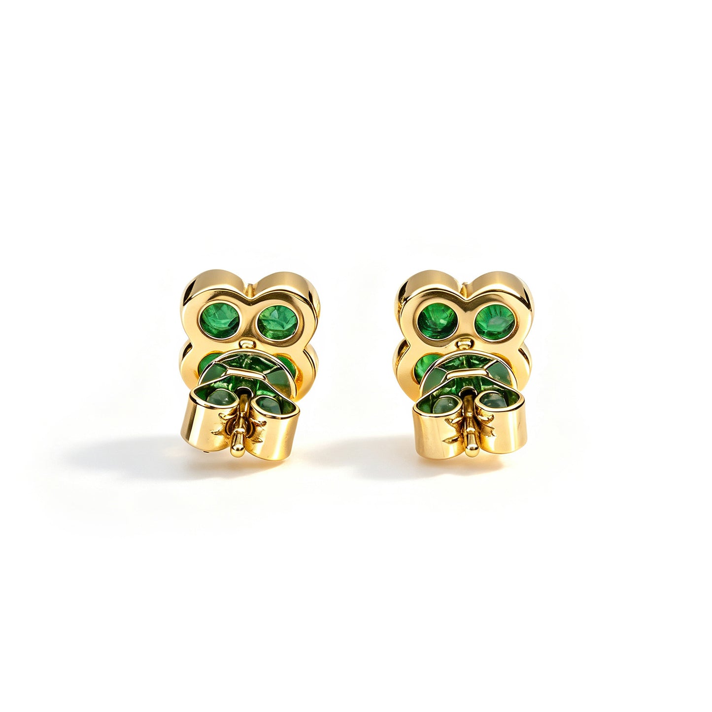 Natural 0.67 Ct. TW Emerald Clover Stud Earrings in Yellow Gold , 14K Yellow Gold, 18K Yellow Gold
